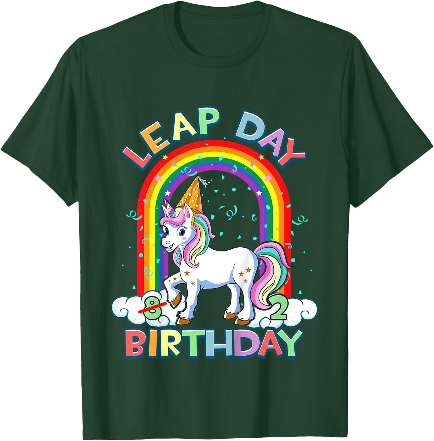 Kids Leap Day Birthday 8th February 29 8 Year Old Girl Gift T-Shirt - T-Shirt | Forest
