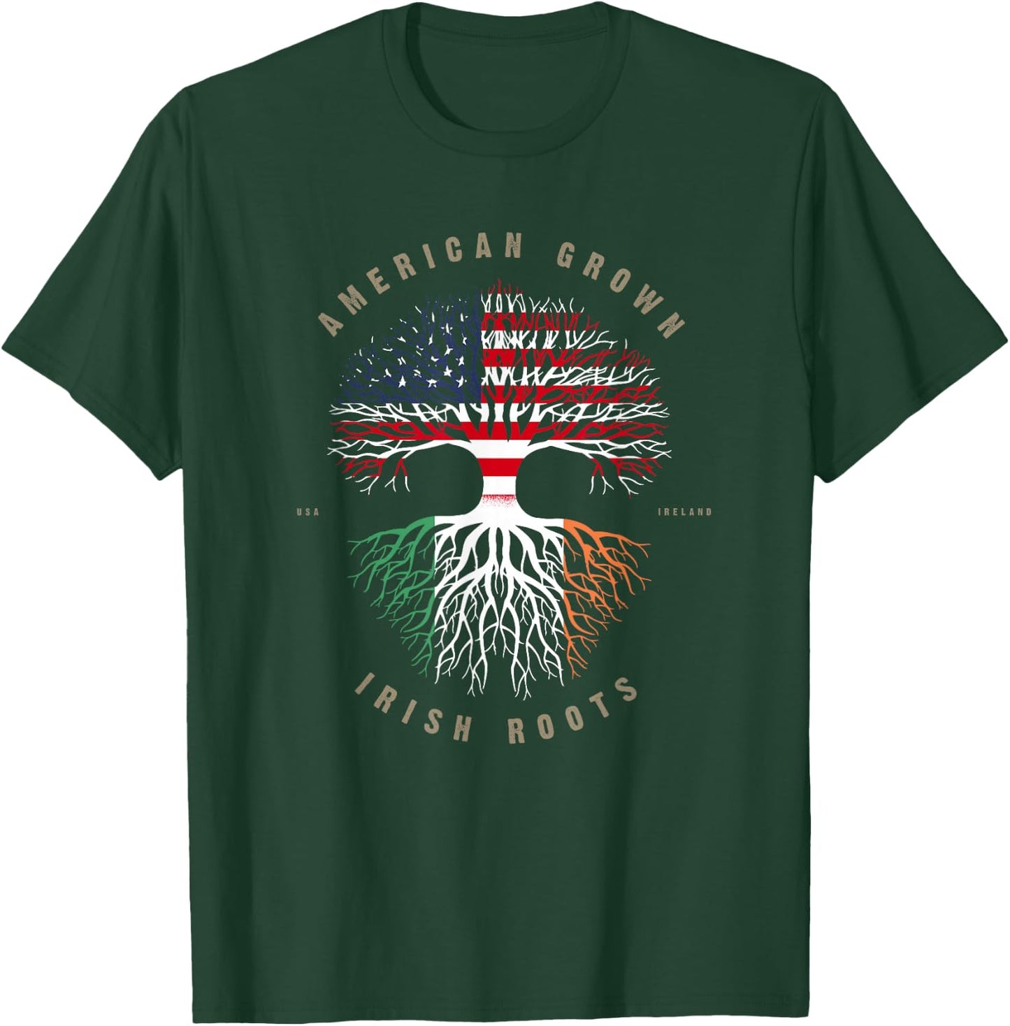 American Grown Irish Roots Ireland Flag T-Shirt - T-Shirt | Forest