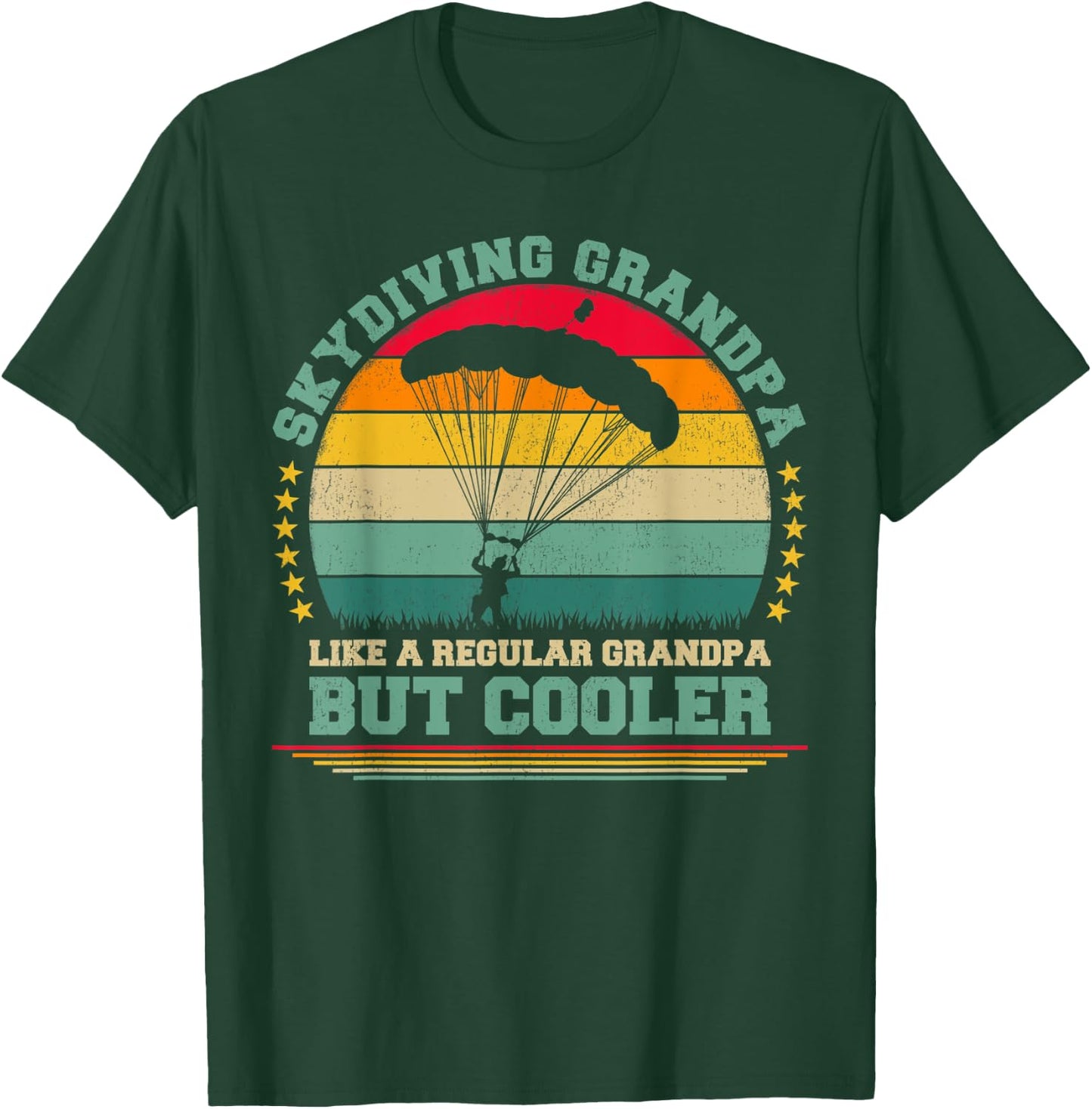 Skydiving Lover Funny Vintage Skydiving Grandpa Father's Day T-Shirt - T-Shirt | Forest