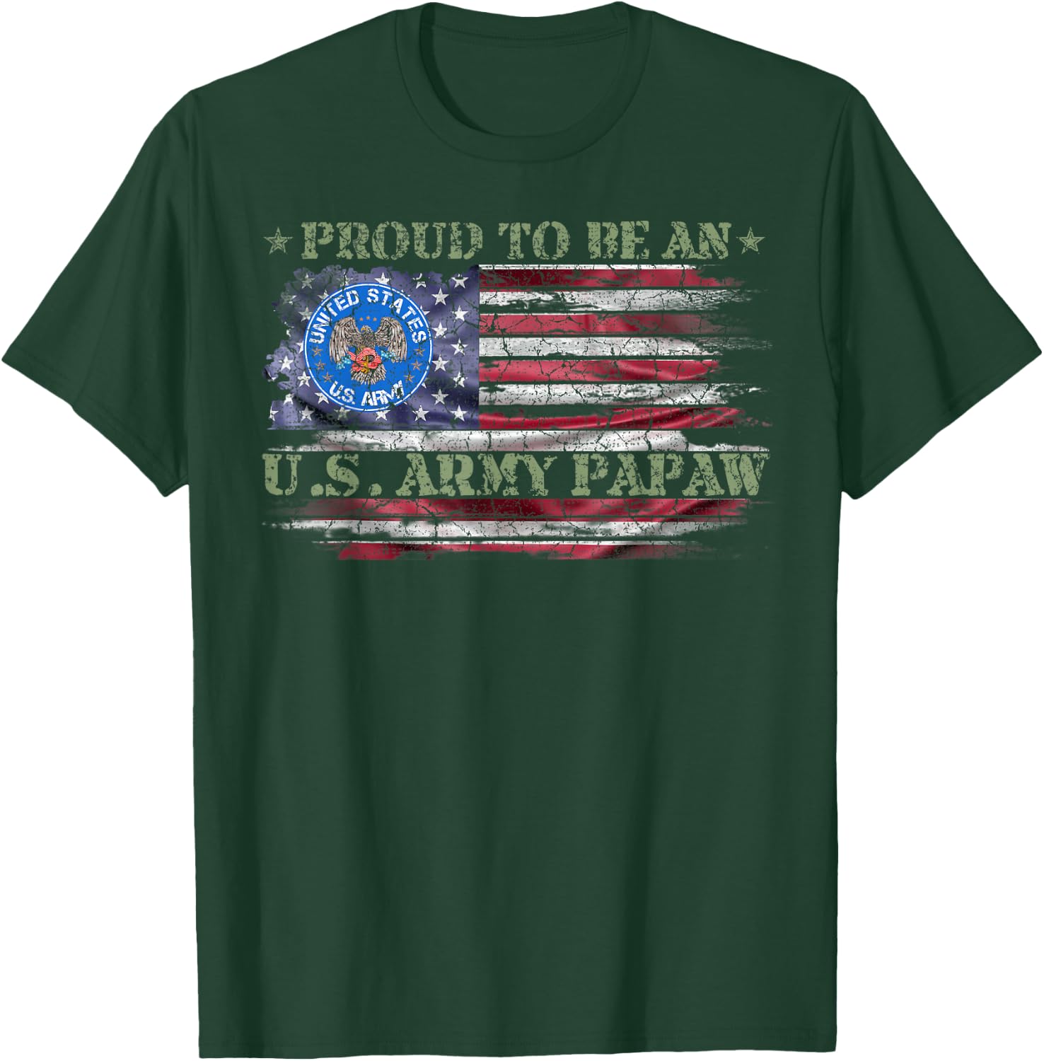 Vintage USA American Flag Proud To Be An US Army Papaw Funny T-Shirt - T-Shirt | Forest
