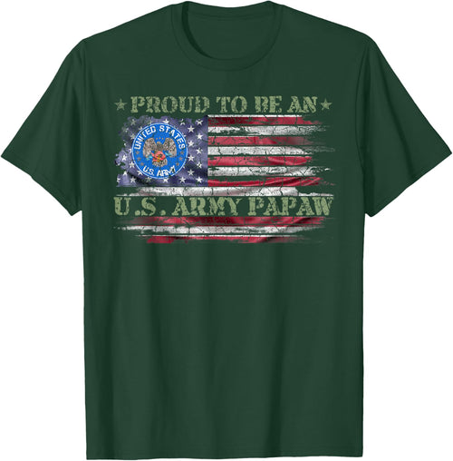Vintage USA American Flag Proud To Be An US Army Papaw Funny