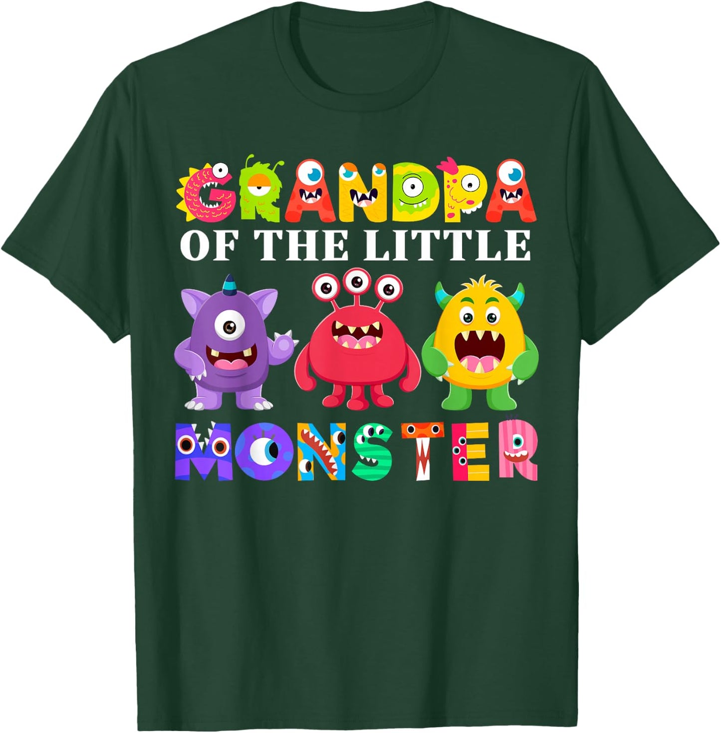 Grandpa Of The Little Monster Birthday Party Family Monster T-Shirt - T-Shirt | Forest