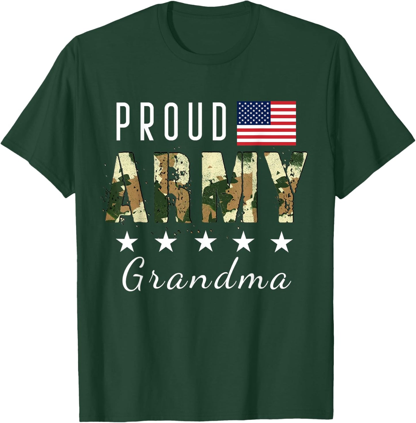 Proud Military Camouflage Proud Army Grandma Mother's Gift T-Shirt - T-Shirt | Forest