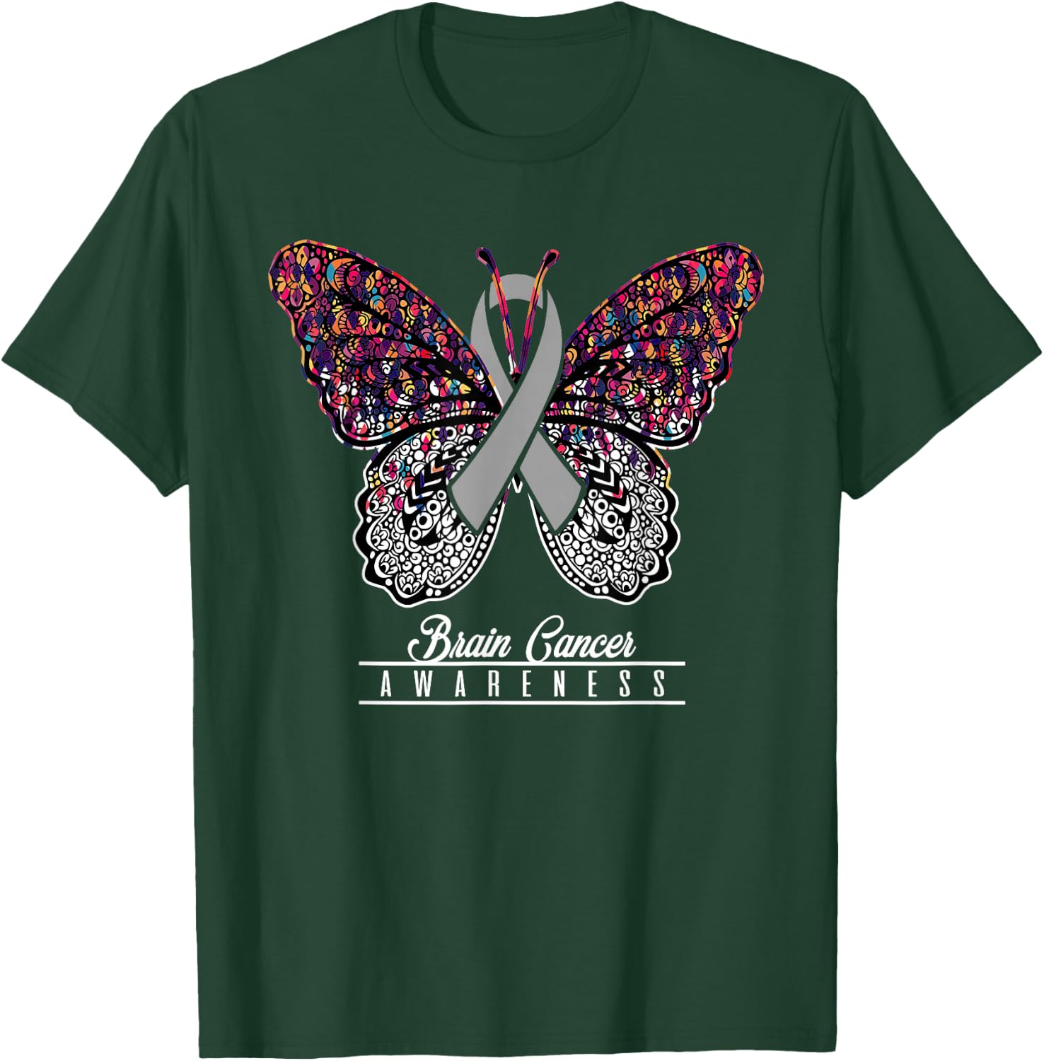 Brain Cancer Awareness Shirt Butterfly Lovers Gifts T-Shirt - T-Shirt | Forest