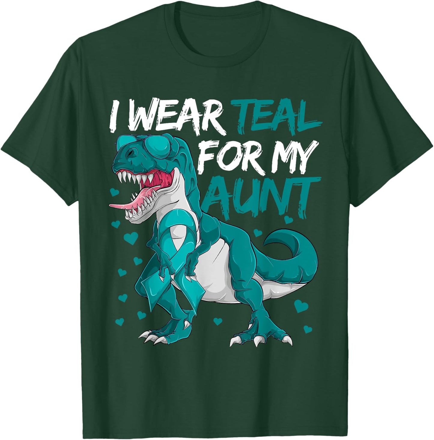 Ovarian Cancer Dinosaur Shirts, I Wear Teal For My Aunt Boys T-Shirt - T-Shirt | Forest