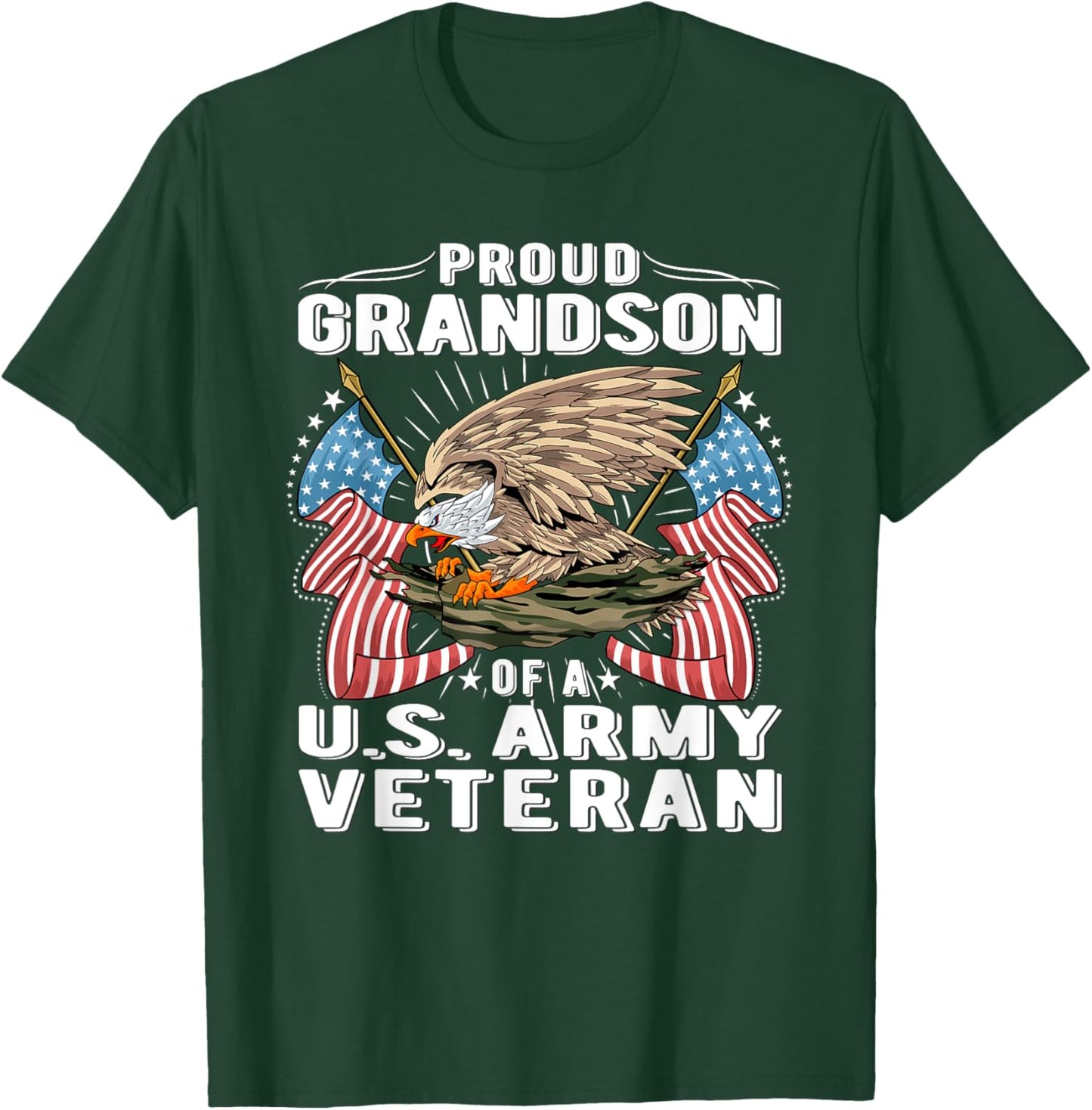 Proud Grandson Of A US Army Veteran - Military Vet's Family T-Shirt - T-Shirt | Forest