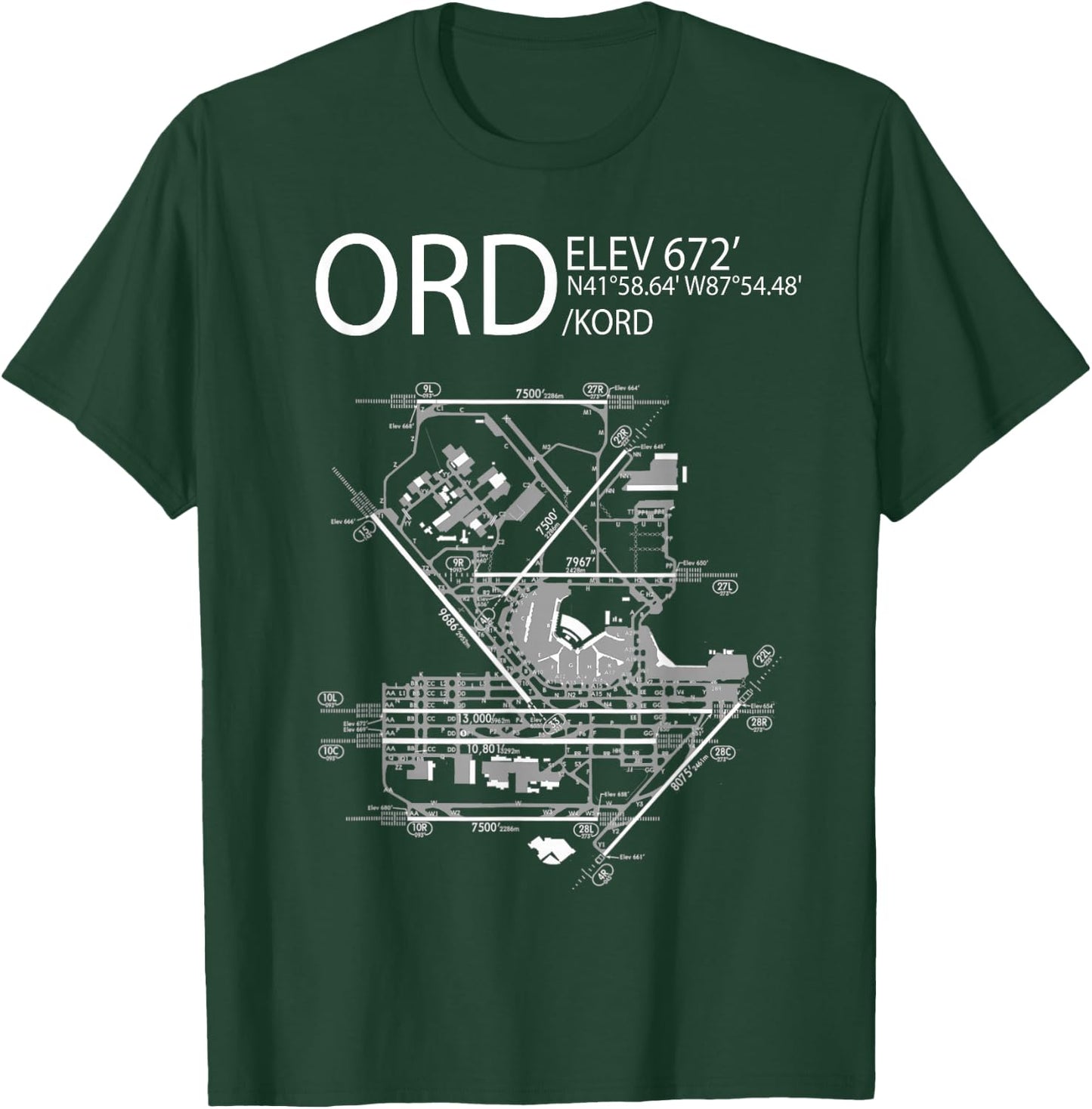 ORD Ground Map T-Shirt - T-Shirt | Forest
