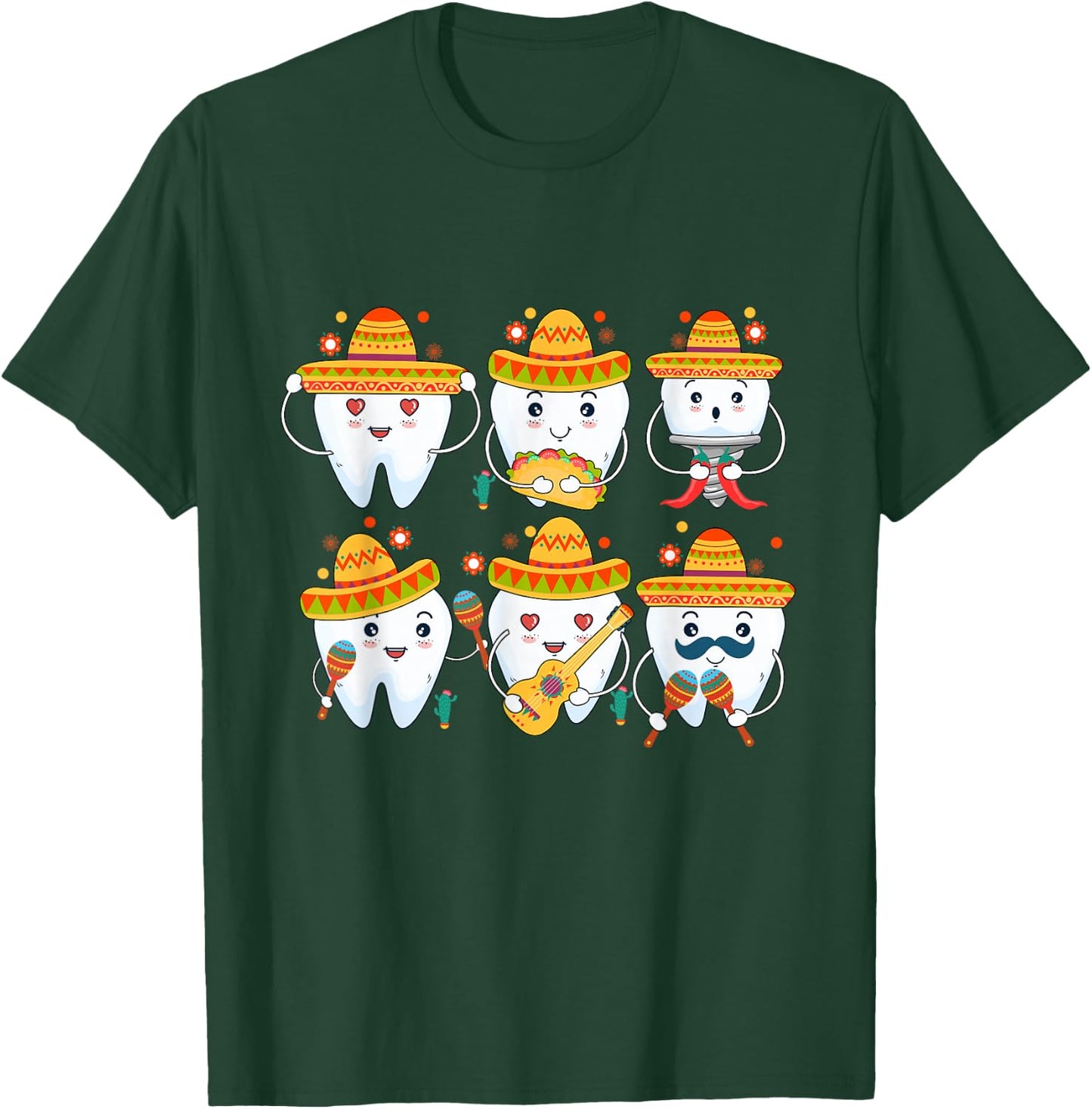 Funny Dentist Cinco De Mayo Dental Teeth Mexican Party T-Shirt - T-Shirt | Forest