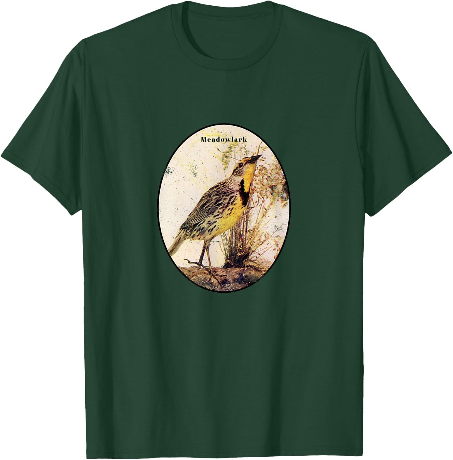 Retro Antique Meadowlark Vintage Bird Design T-Shirt - T-Shirt | Forest