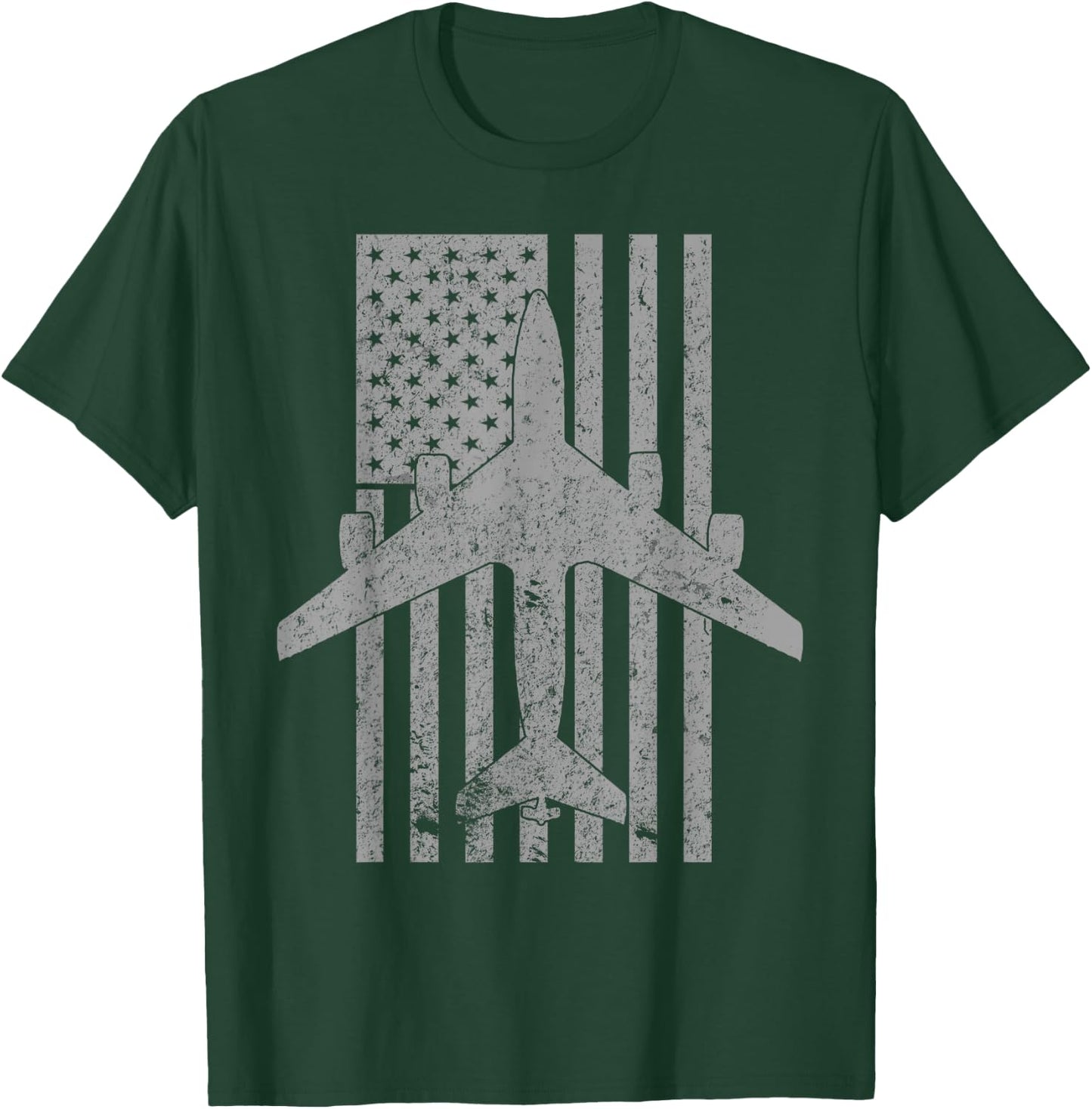 KC-135 Stratotanker Military Aircraft Vintage Flag T-Shirt - T-Shirt | Forest