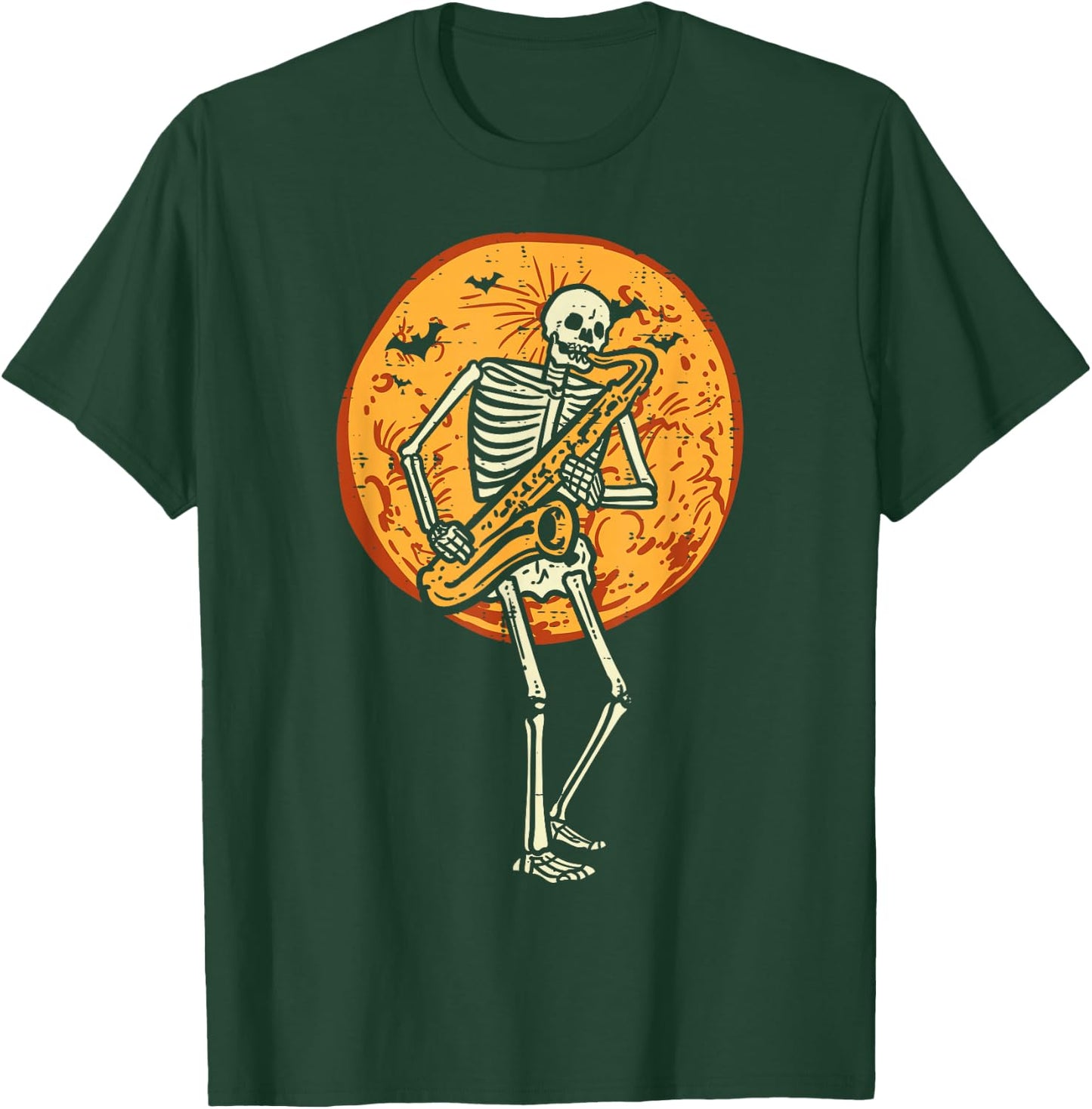 Skeleton Playing Saxophone Jazz Halloween Music Boys Men T-Shirt - T-Shirt | Forest