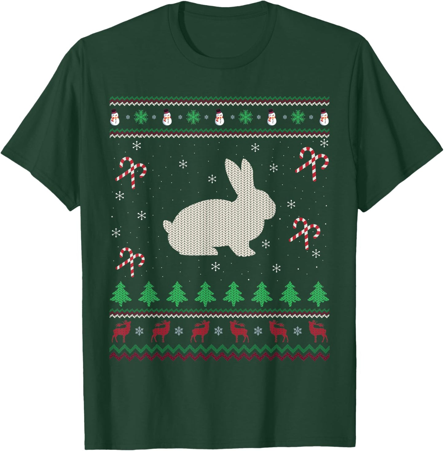 Funny Rabbit Lover Xmas Santa Ugly Rabbit Christmas T-Shirt - T-Shirt | Forest