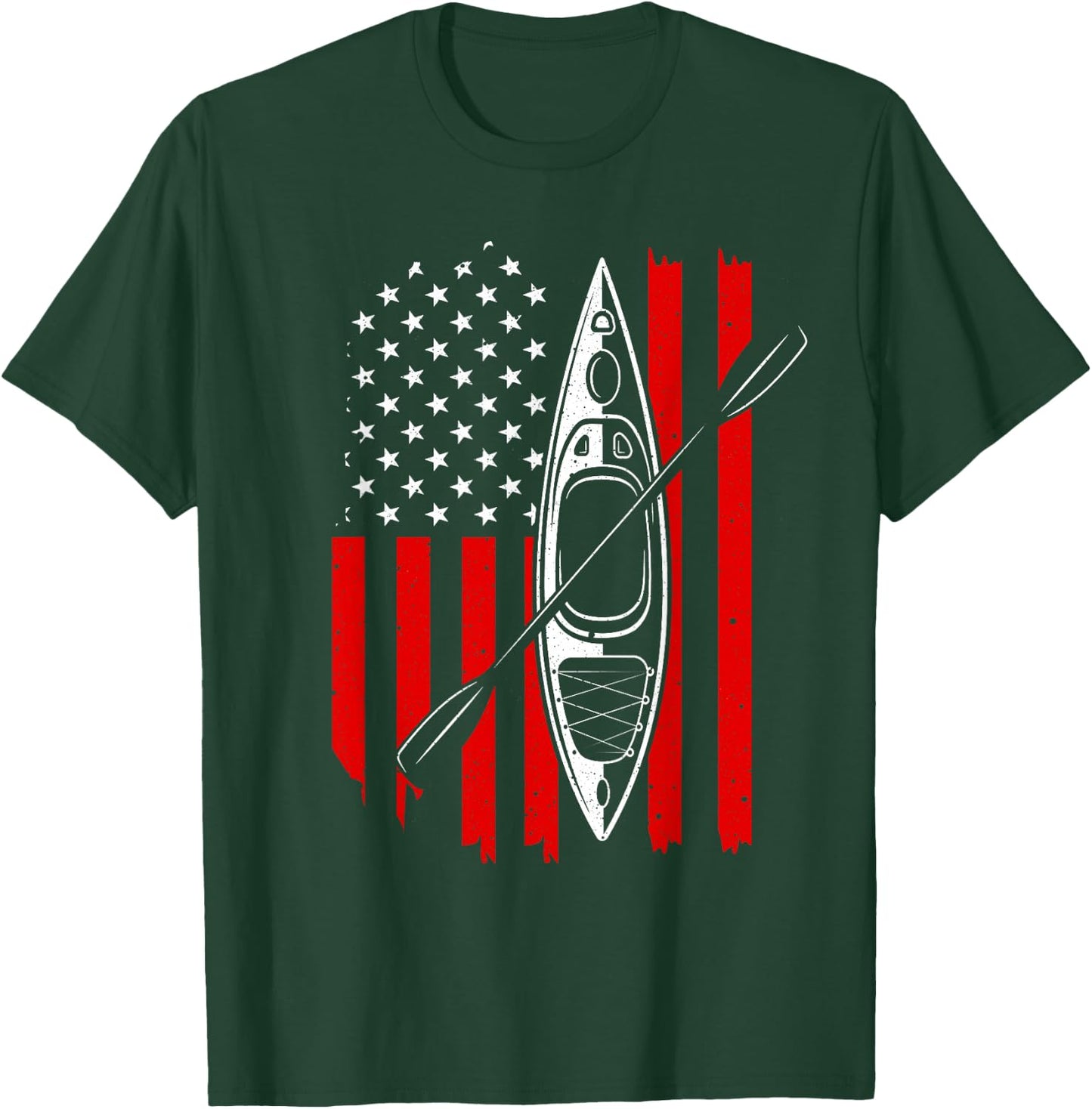Funny Kayaking Gift Women Cool American Flag Kayak T-Shirt - T-Shirt | Forest