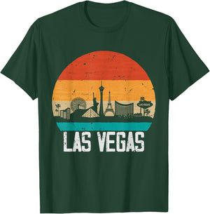 Las Vegas USA Retro Vintage Sunset Skyline Las Vegas T-Shirt - T-Shirt | Forest
