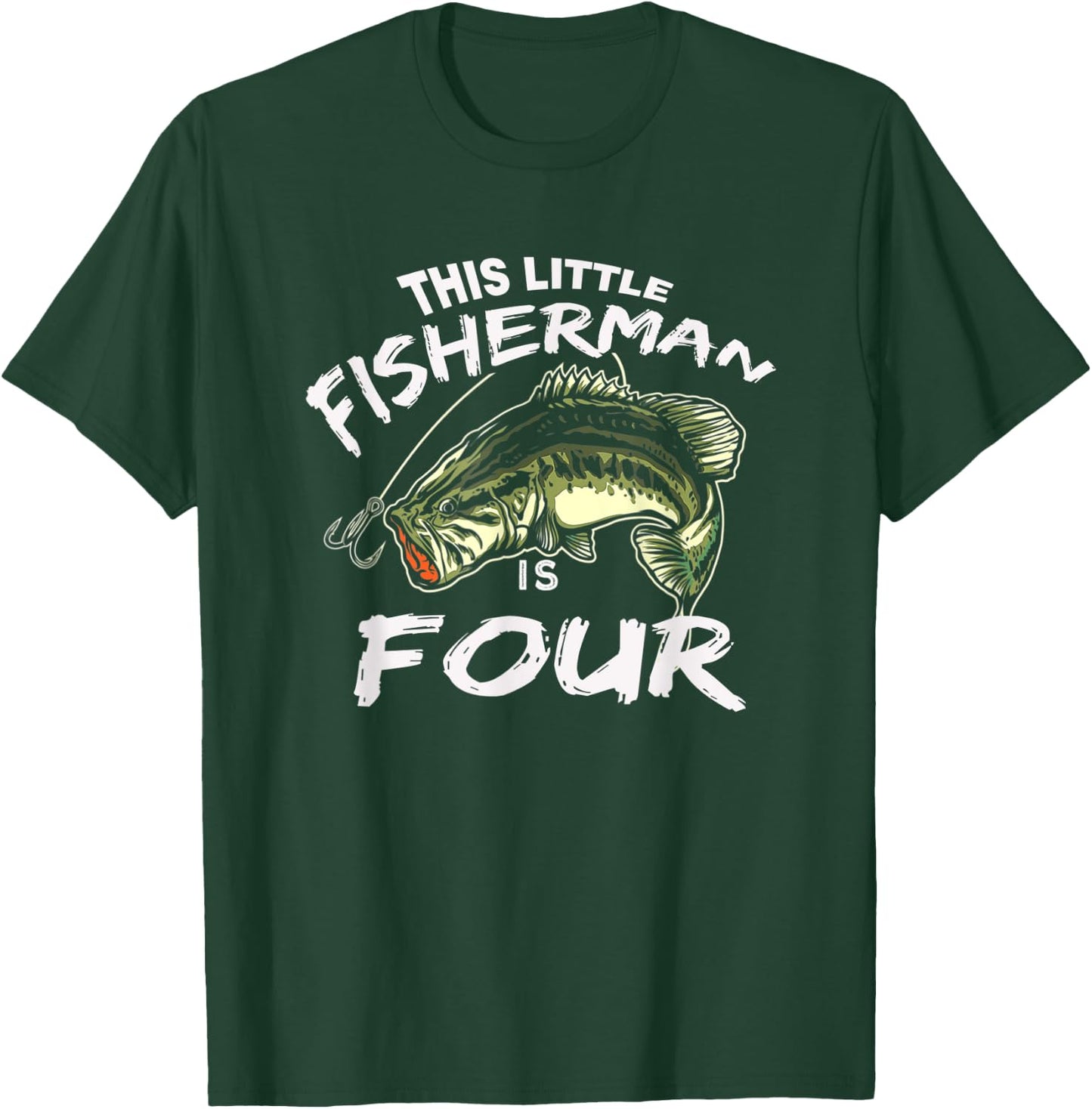 4th Birthday Fishing This Fisherman Is 4 T-Shirt - T-Shirt | Forest