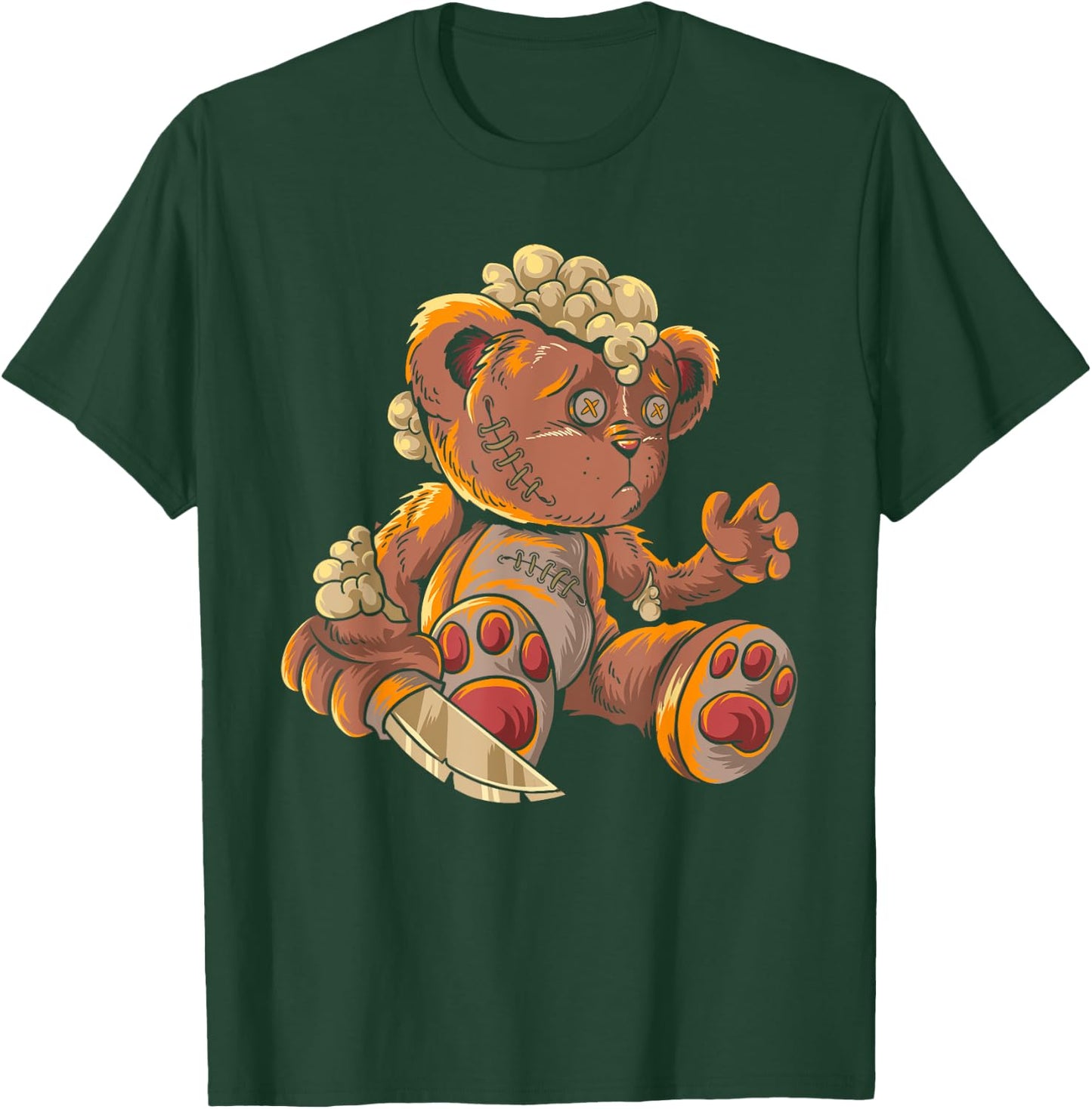 Killer Teddy Bear Lazy Halloween Costume Scary Monster T-Shirt - T-Shirt | Forest