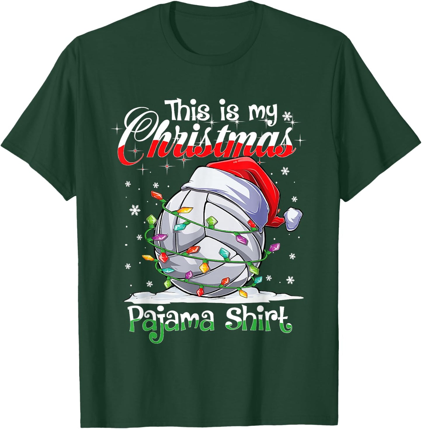This Is My Christmas Volleyball Pajama Shirt For Boys Men T-Shirt - T-Shirt | Forest