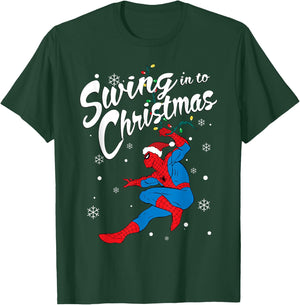 Marvel Spider-Man Swing in to Christmas T-Shirt - T-Shirt | Forest