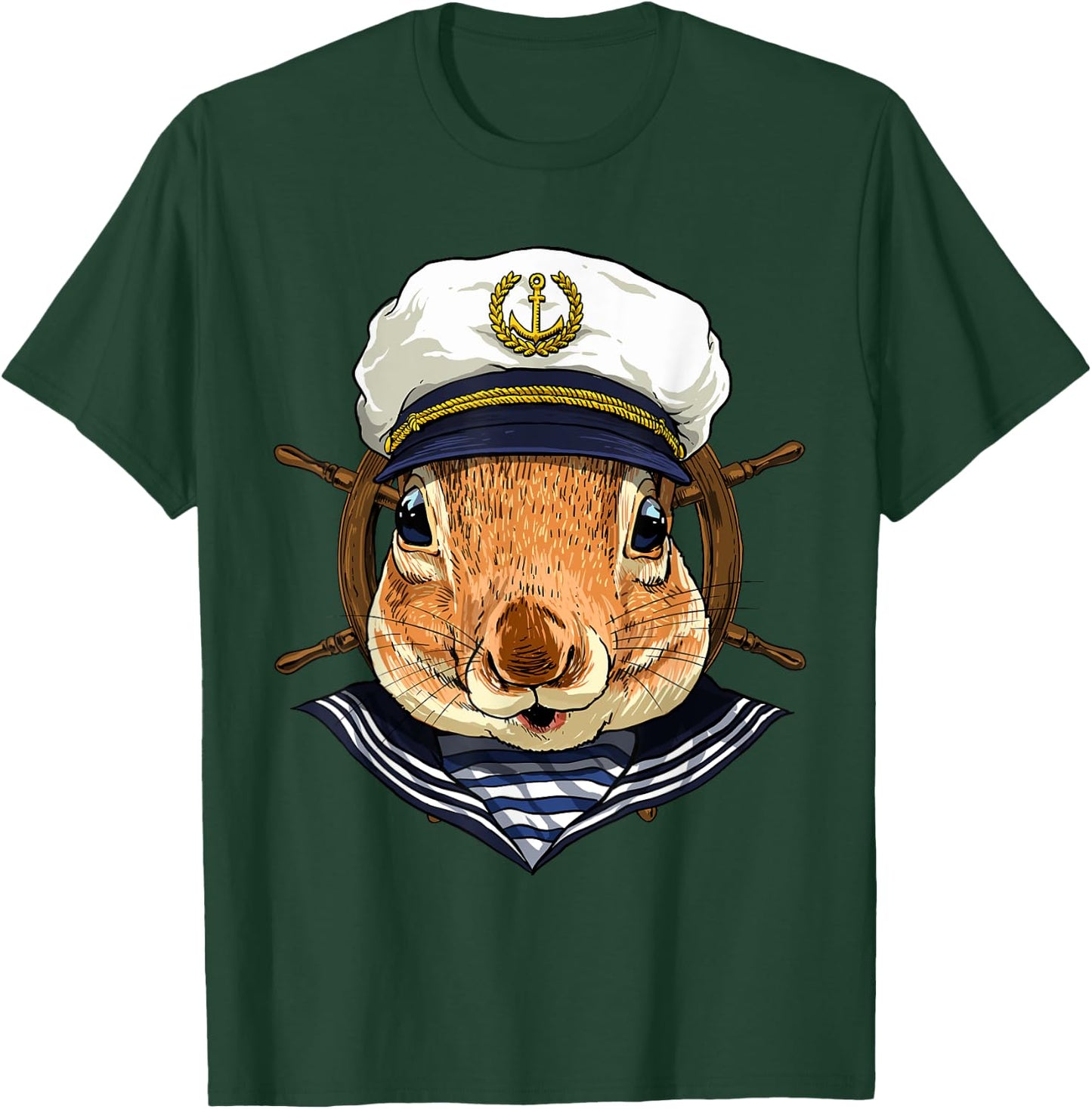 Squirrel Sailor Boat Captain Wildlife Squirrel Rodent Animal T-Shirt - T-Shirt | Forest