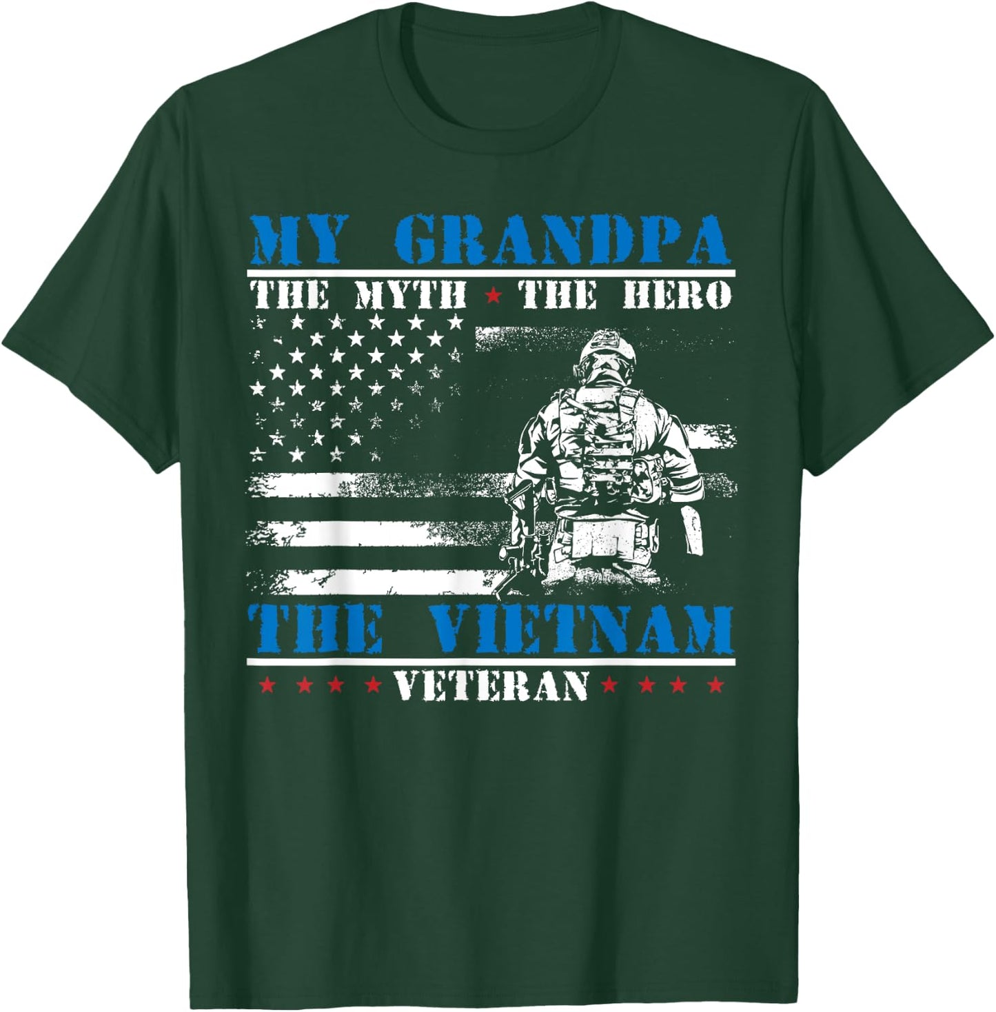 Proud Army National Guard American Flag Patriotic My Grandpa The Myth The Hero The Legend Vietnam Veteran T-Shirt - T-Shirt | Forest