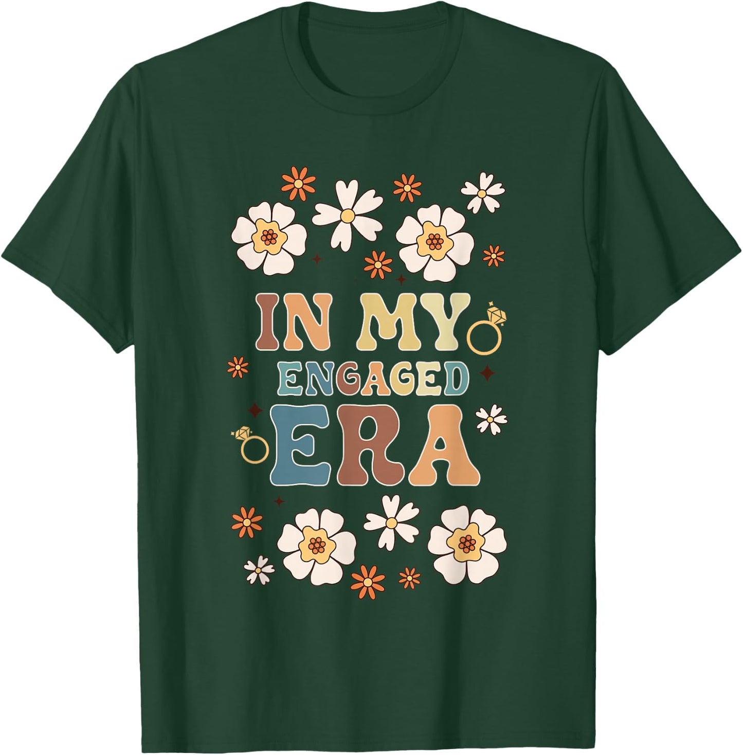 In My Engaged Era Boyfriend Groovy Fiance Bride Couples T-Shirt - T-Shirt | Forest