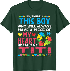 There's This Boy He Calls Me Titi Autism Awareness Auntie T-Shirt - T-Shirt | Forest