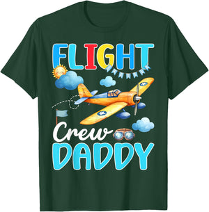 Flight Crew Daddy Birthday Squad Airplane Matching Family T-Shirt - T-Shirt | Forest