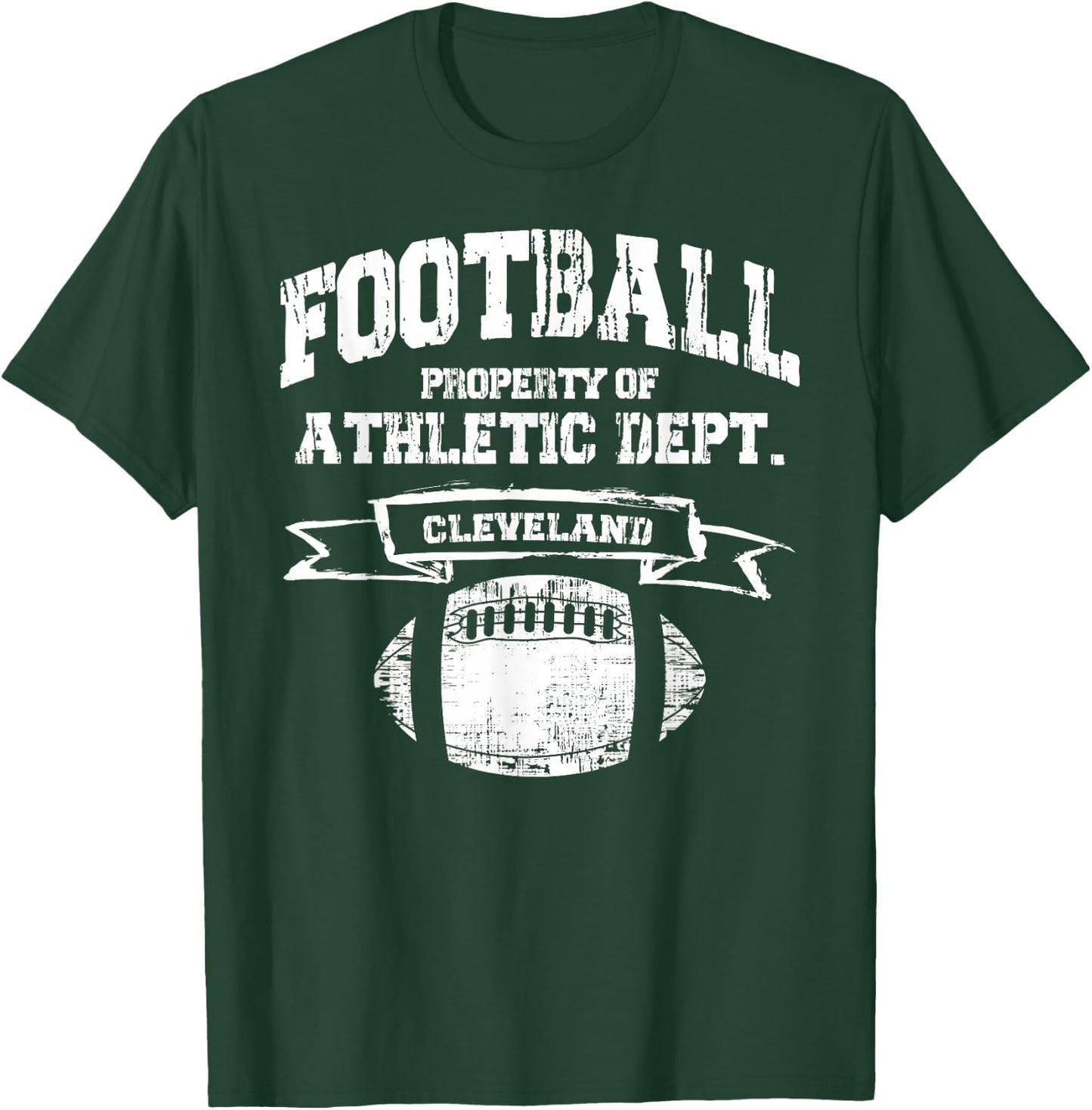 Cleveland Football Property Of Athletic Dept. Retro Grunge T-Shirt - T-Shirt | Forest