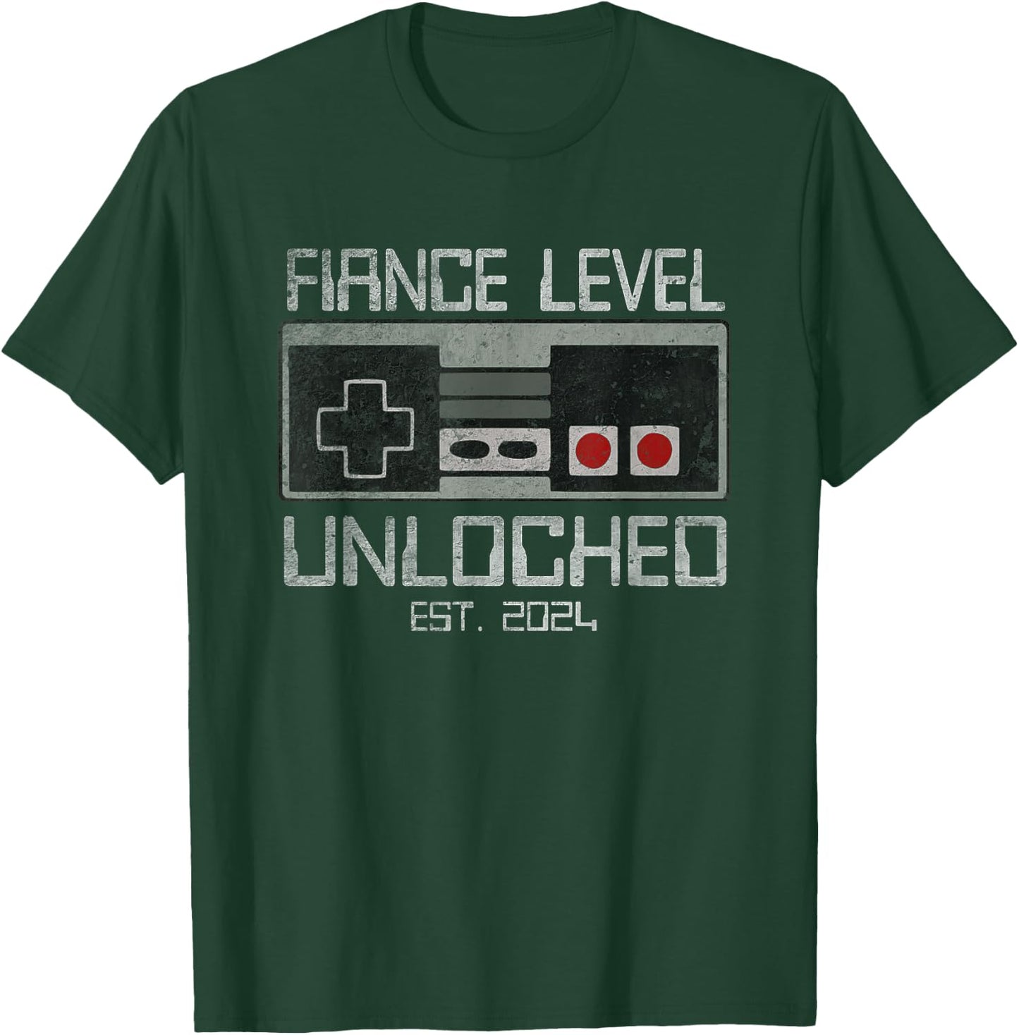 Men Leveled Up To Fiance Level Unlocked Newly Engaged Couple T-Shirt - T-Shirt | Forest