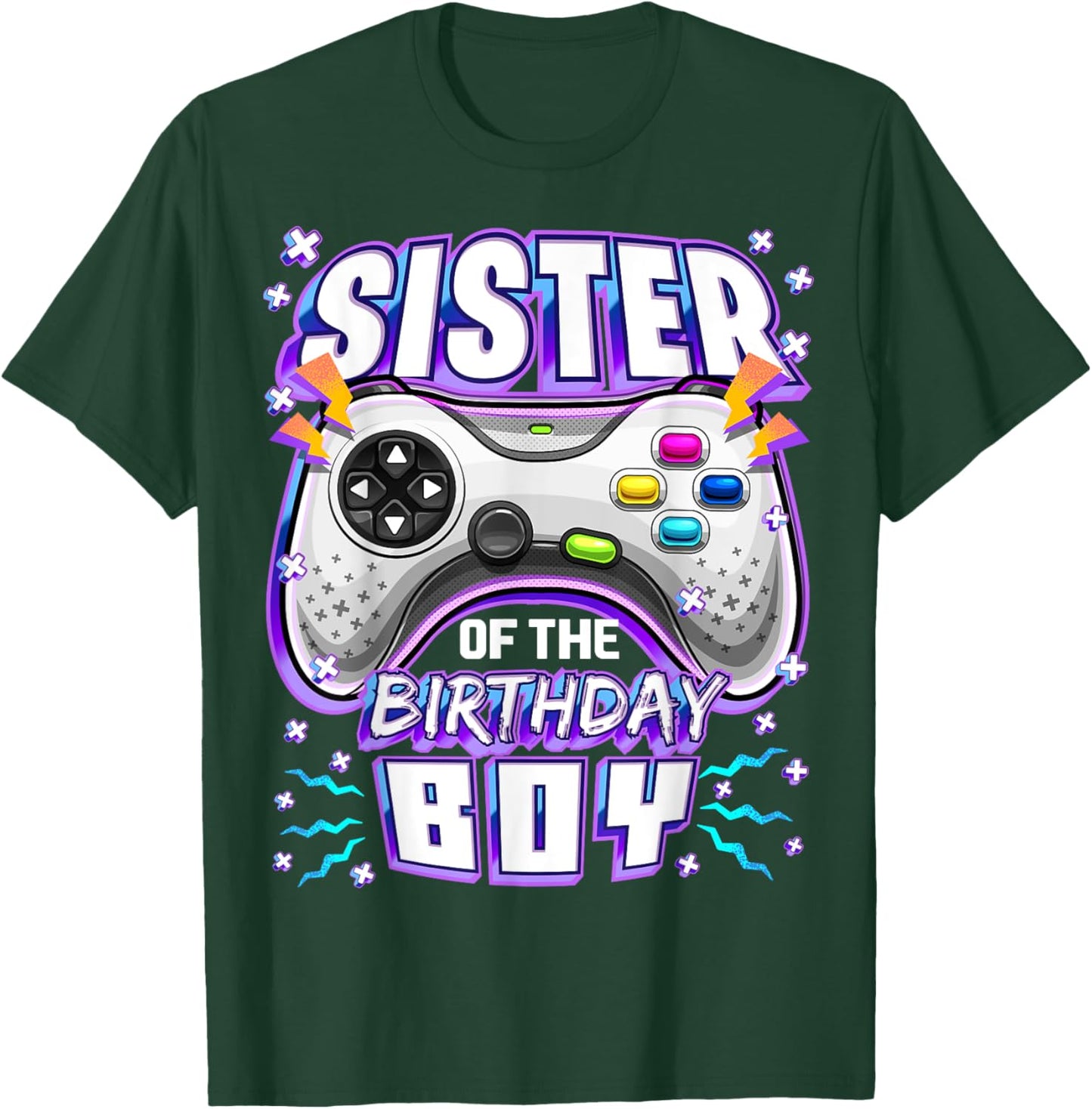 Sister of the Birthday Boy Matching Video Gamer Party T-Shirt - T-Shirt | Forest