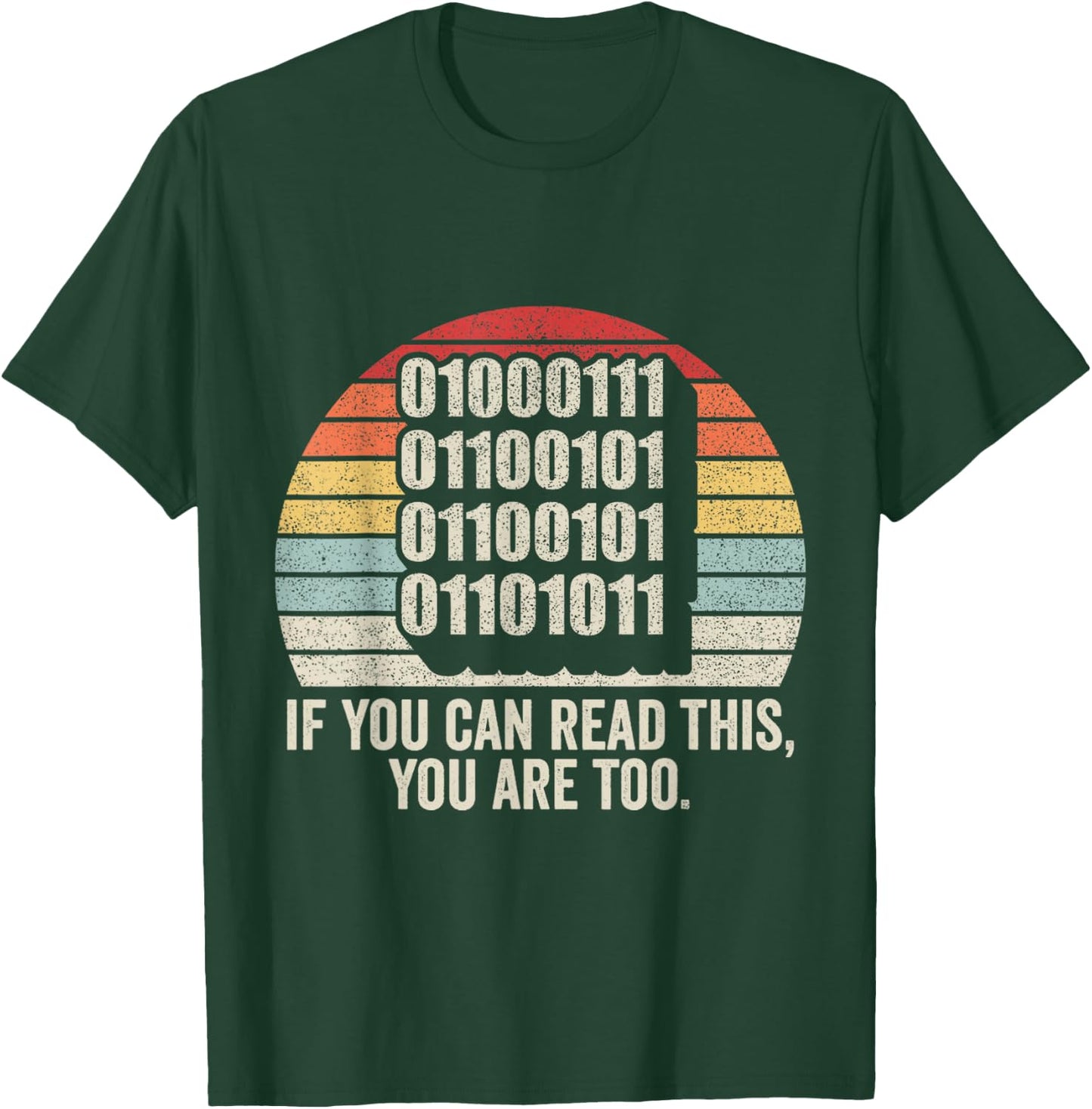 Retro Vintage Computer Binary Code Programmer Developer Geek T-Shirt - T-Shirt | Forest
