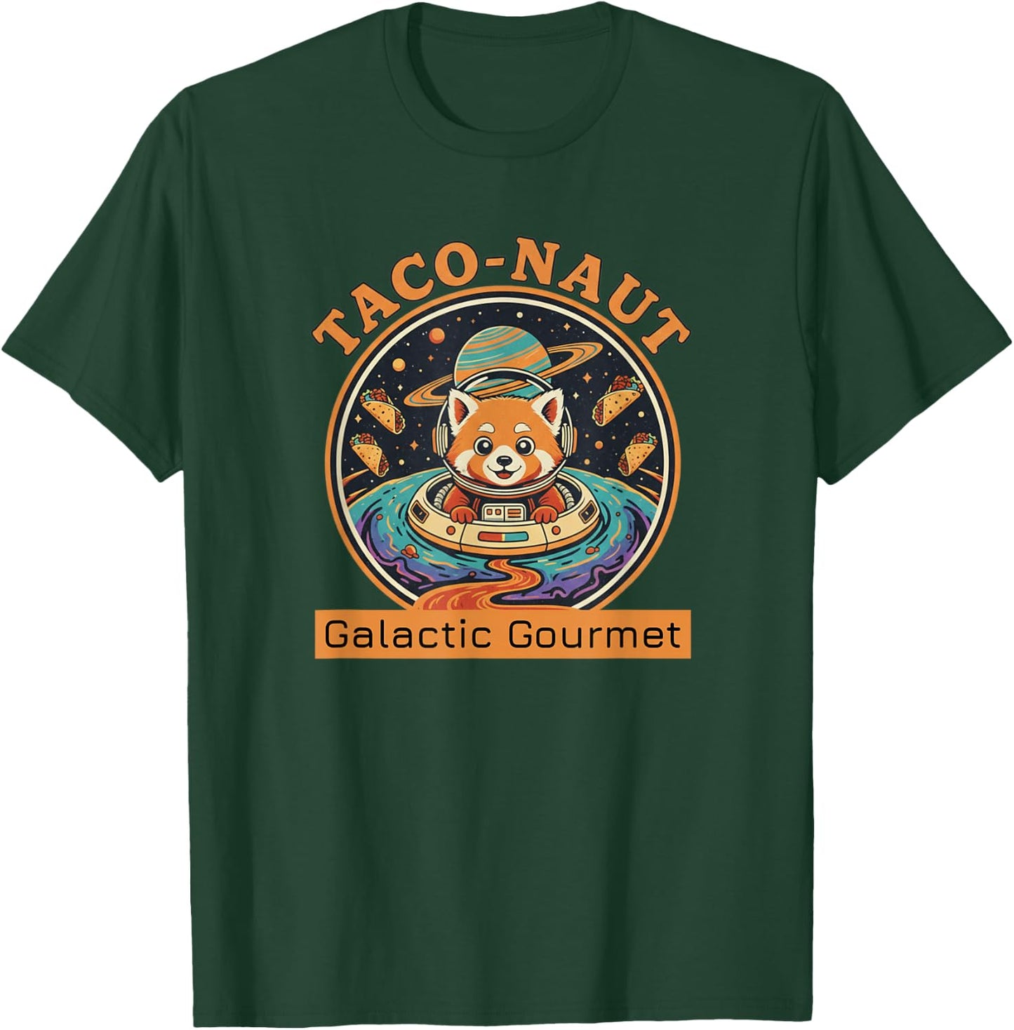 Taco-naut Galactic Gourmet Red Panda Space Food Adventure T-Shirt - T-Shirt | Forest