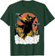 Black Japanese Catzilla Sunset - Classic Fit, , Cotton & Polyester Blend T-Shirt - T-Shirt | Forest