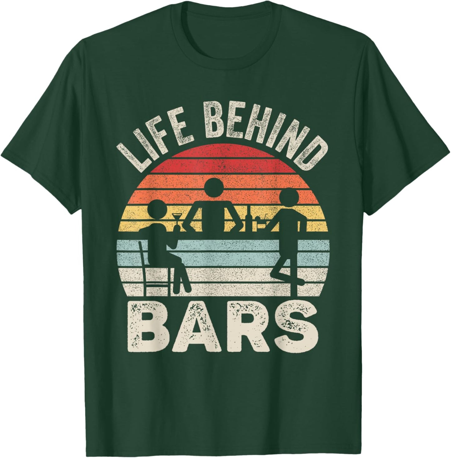 Vintage Retro Life Behind Bars Bartender T-Shirt - T-Shirt | Forest