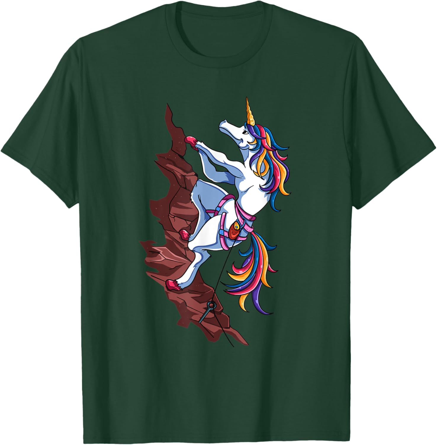 Magical Rainbow Unicorn Sports Rock Climbing Player For Kids T-Shirt - T-Shirt | Forest