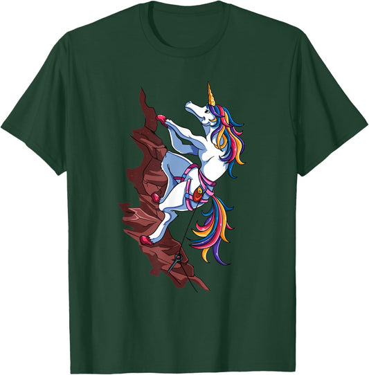 Magical Rainbow Unicorn Sports Rock Climbing Player For Kids T-Shirt - T-Shirt | Forest