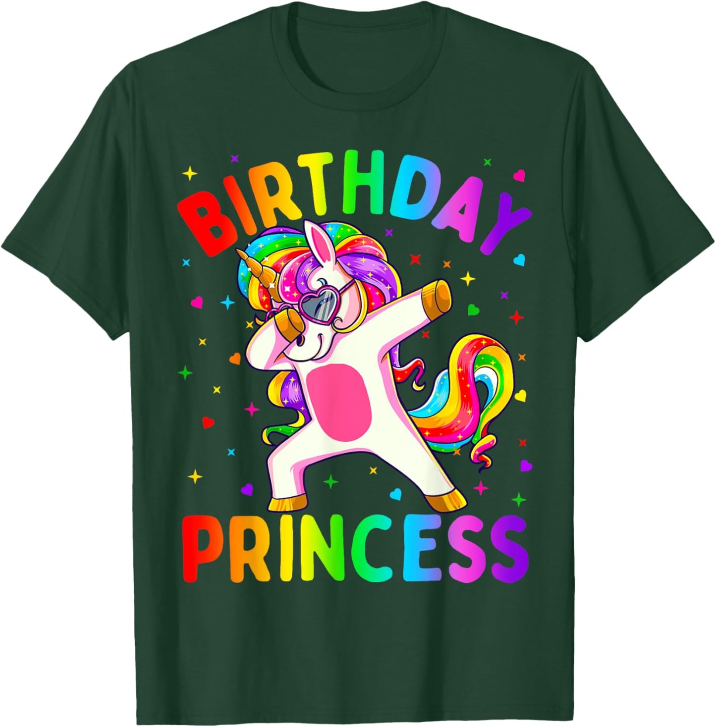 Birthday Princess Girl Dabbing Unicorn Girls T-Shirt - T-Shirt | Forest