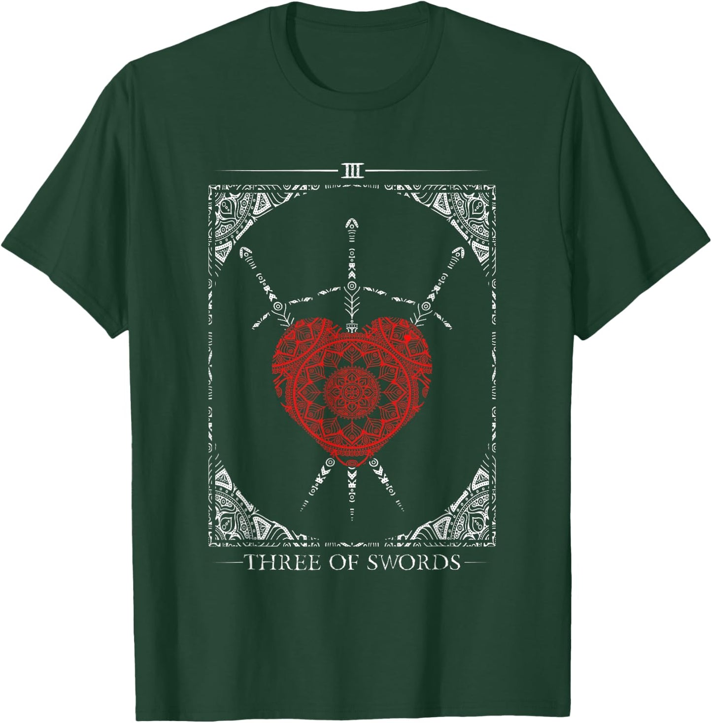 Vintage - 3 Of Swords Tarot Card T-Shirt - T-Shirt | Forest