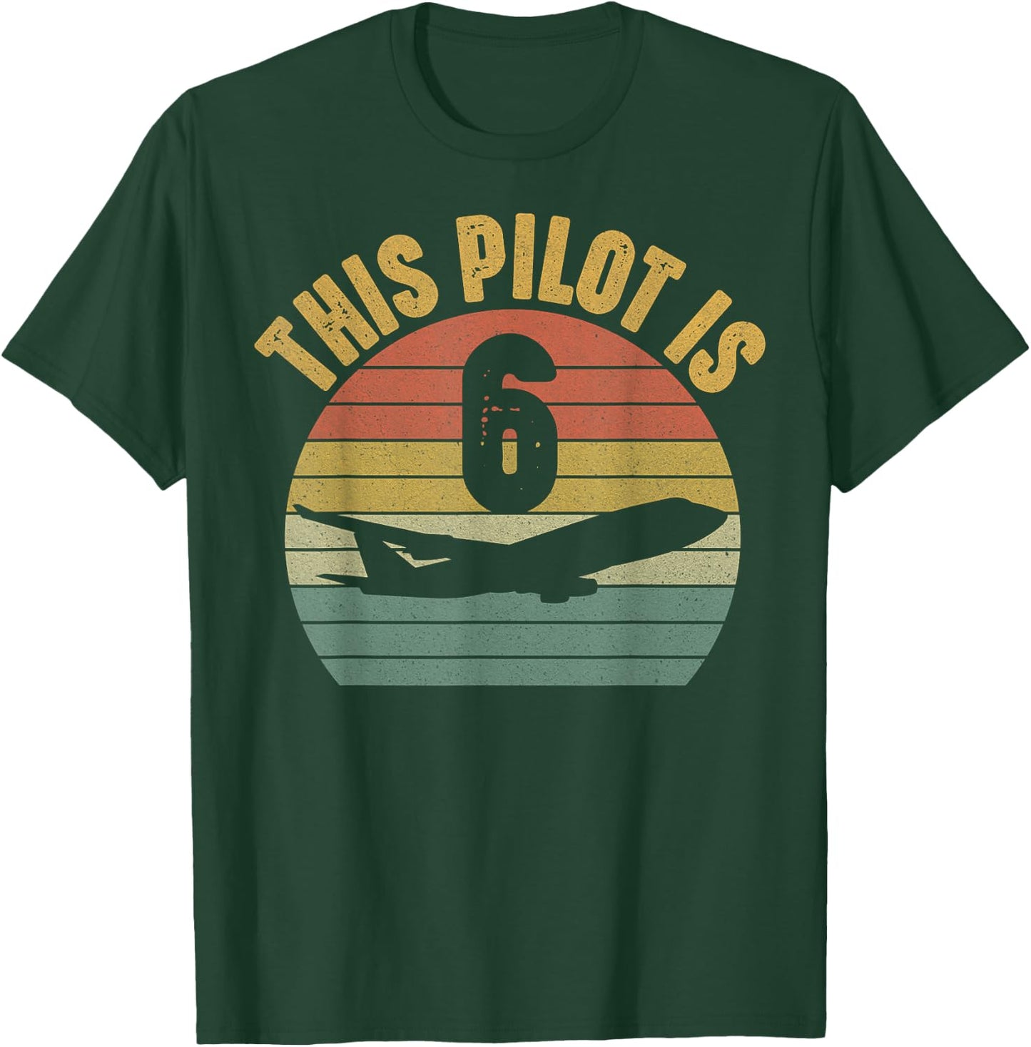 Pilot 6th Birthday Airplane Aviation Plane Theme 6 Years Old T-Shirt - T-Shirt | Forest