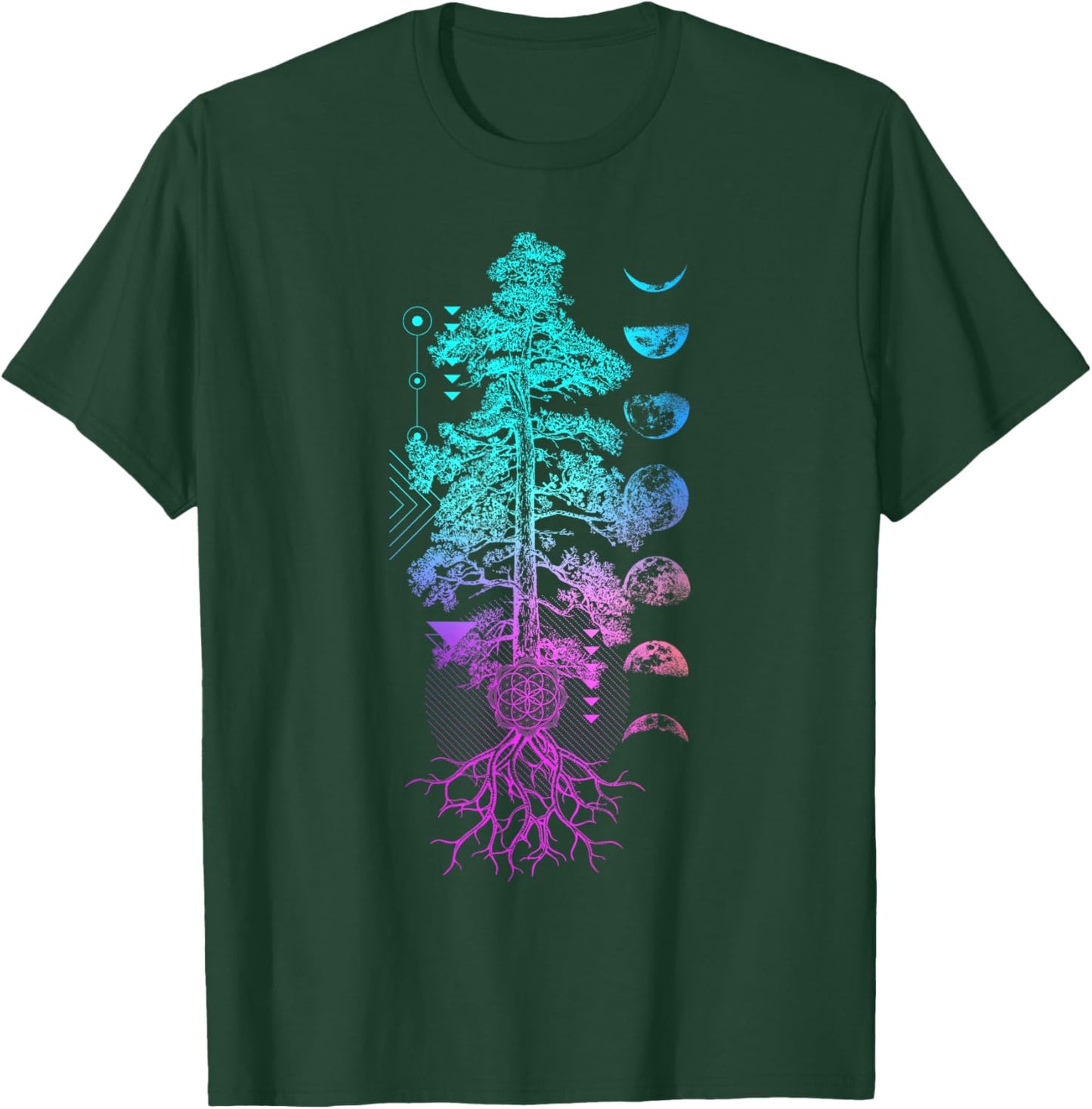 Tree of Life Phases of the Moon Yoga Chakra Gift T-Shirt - T-Shirt | Forest