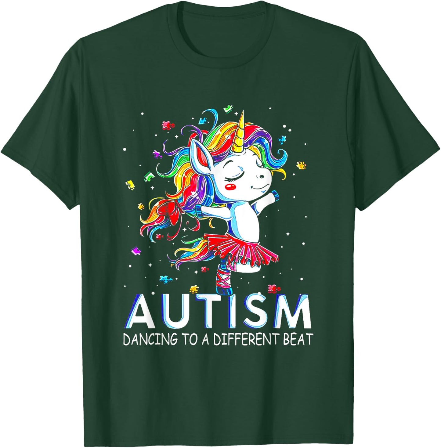 Autism Dancing To Be A Different Beat Unicorn T-Shirt - T-Shirt | Forest