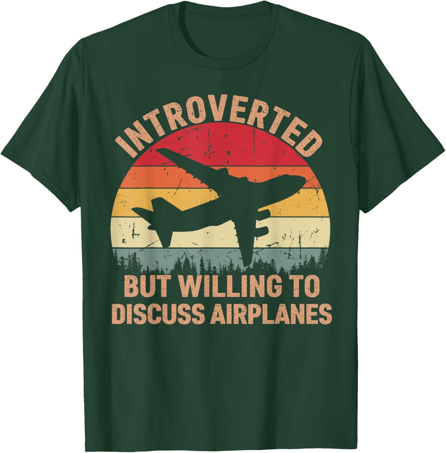Introverted But Willing To Discuss Airplanes Vintage Pilot T-Shirt - T-Shirt | Forest