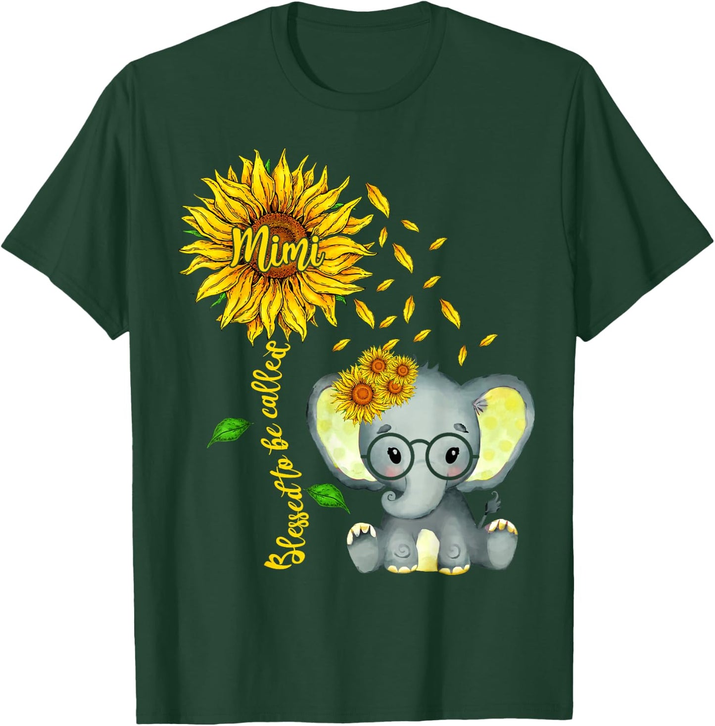 Blessed To Be Called Mimi Sunflower Elephant Mother's Day T-Shirt - T-Shirt | Forest