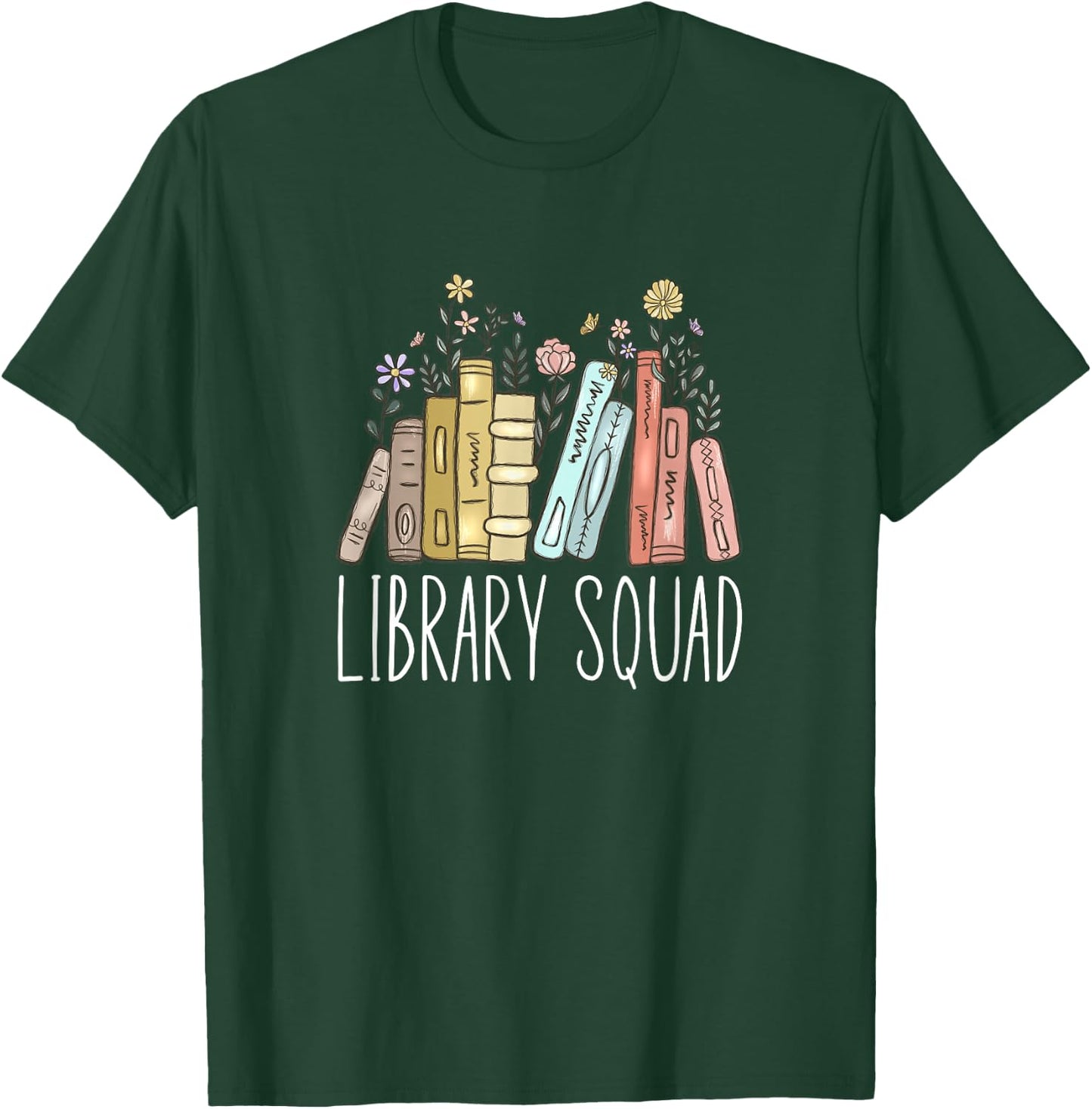 Book Worm Shop Library Squad - Black, -Adults/Kids, Short Sleeve, Modern, Letter Print, , Classic Fit, Pull On, Imported T-Shirt - T-Shirt | Forest