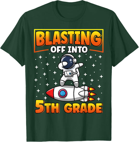 Blasting Off Into 5th Grade Back to School Dabbing Astronaut T-Shirt - T-Shirt | Forest