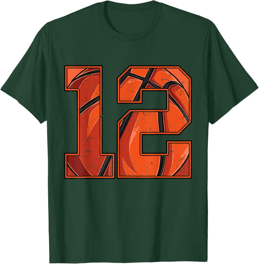 Basketball 12th Birthday Boy Girl Twelve 12 Years Old Bday T-Shirt - T-Shirt | Forest
