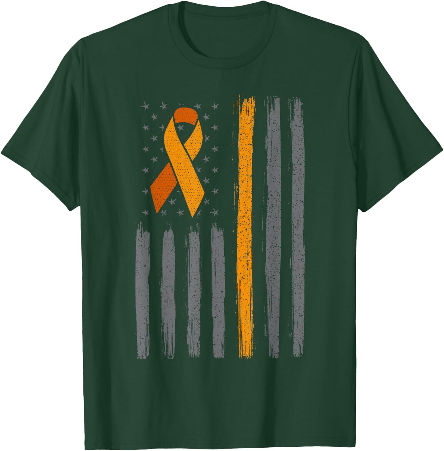 Orange ribbon flag leukemia blood cancer awareness T-Shirt - T-Shirt | Forest