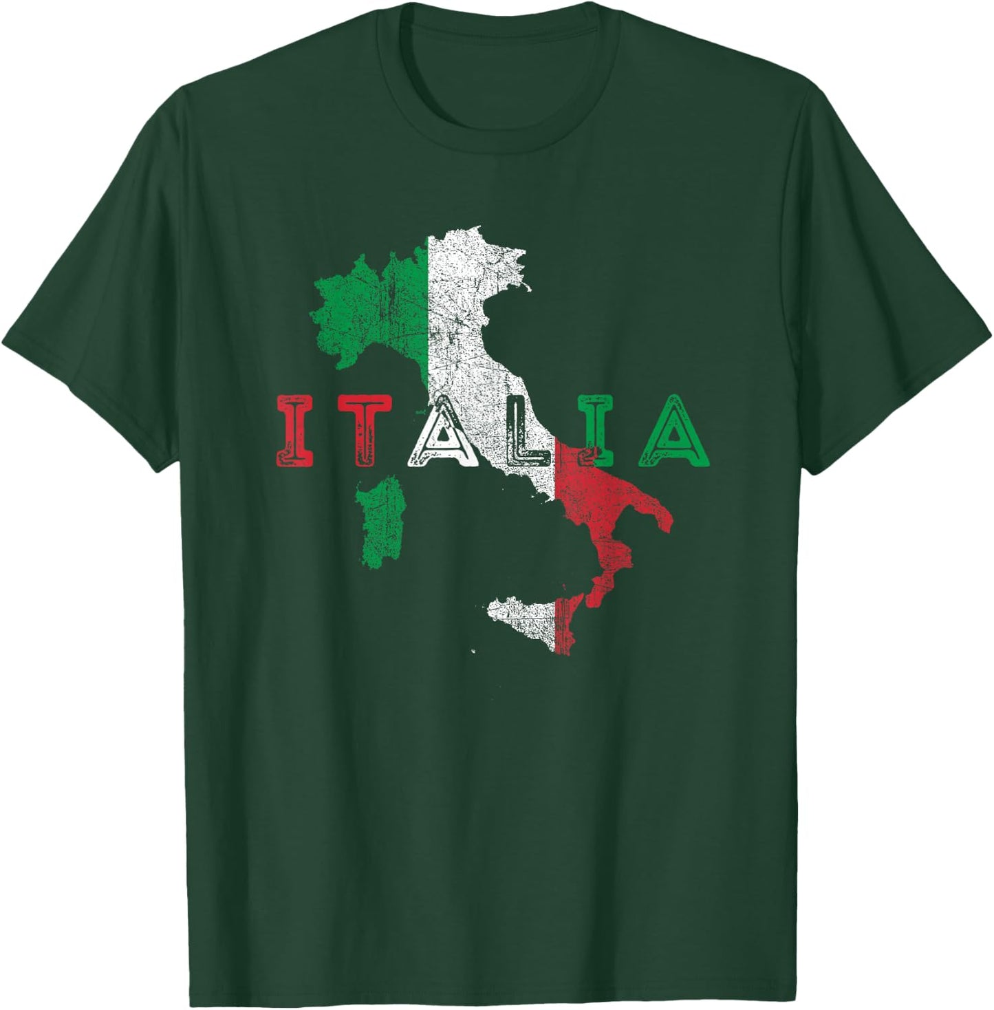 Italy Map and Flag Souvenir - Distressed Italia T-Shirt - T-Shirt | Forest