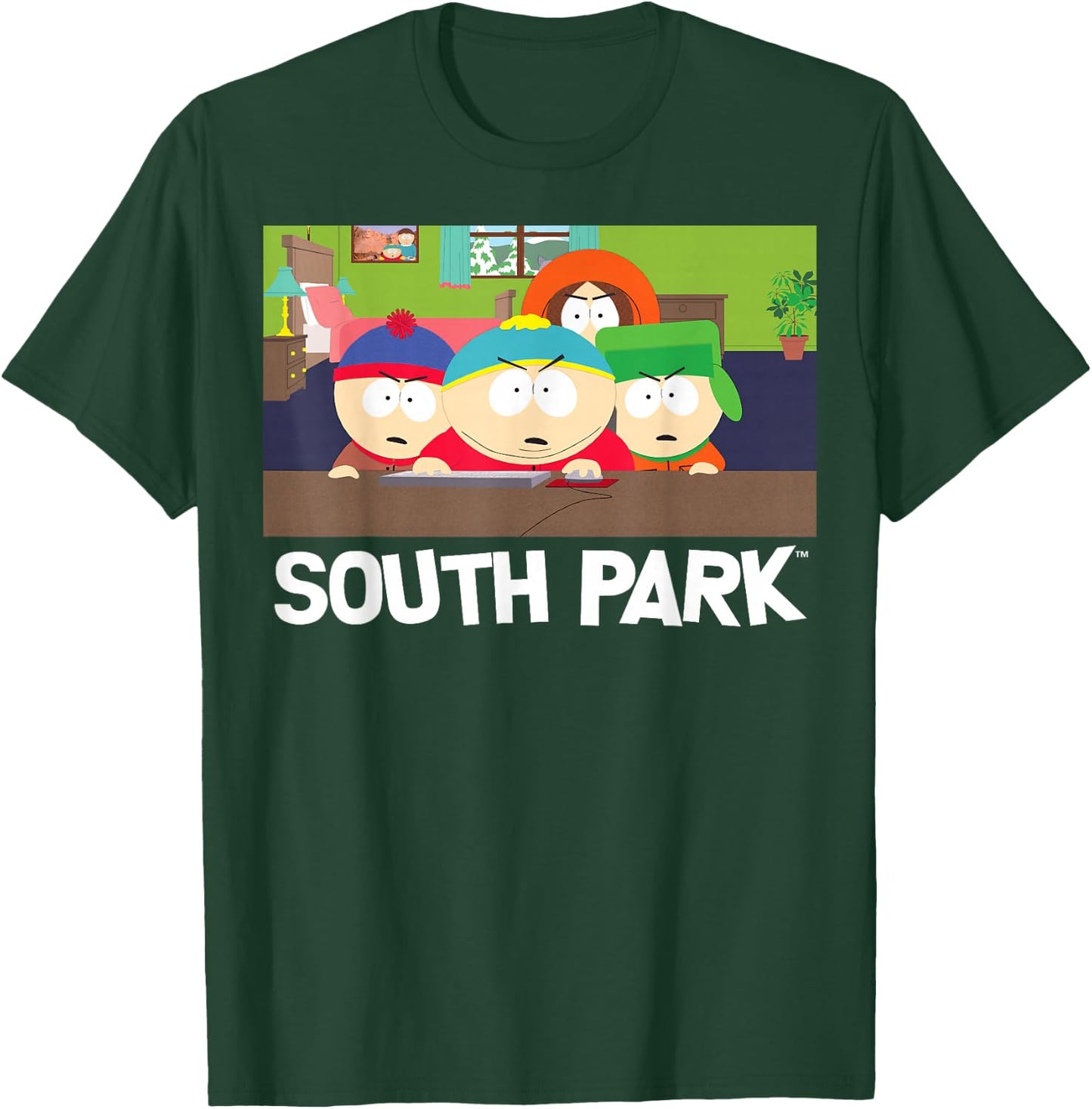 South Park Group Shot Scene - Kenny, Kyle, Cartman & Stan T-Shirt - T-Shirt | Forest