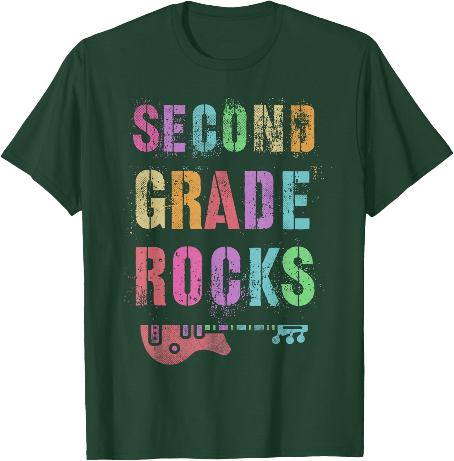 2nd GRADE ROCKS Teacher I Teach Second Gr Rockstar Teaching Women Girls Kids T-Shirt - T-Shirt | Forest